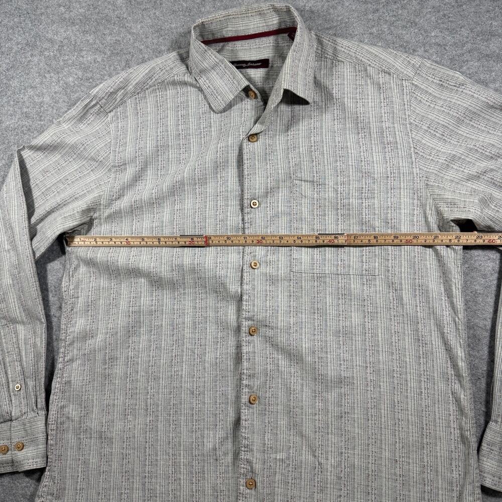 Vintage Tommy Bahama Silk Shirt Mens M Gray Long Sleeve Button Up Textured Beach - Picture 6 of 15